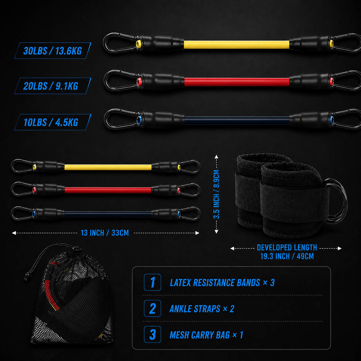 5pcs Ankle Resistance Bands